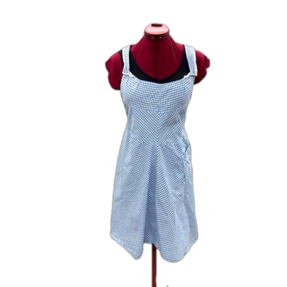 Vintage Handmade Apron Judy Garland Inspired Blue and White Gingham Check